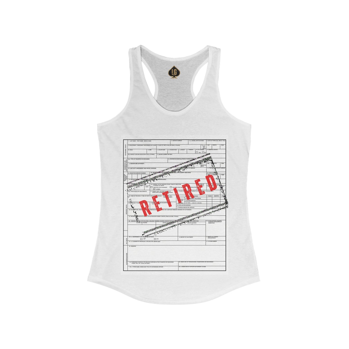 DD214 Retired Women's Ideal Racerback Tank