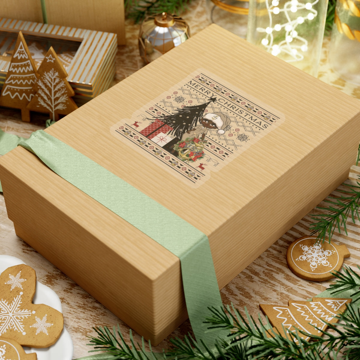 Khaki Christmas V3 Stickers