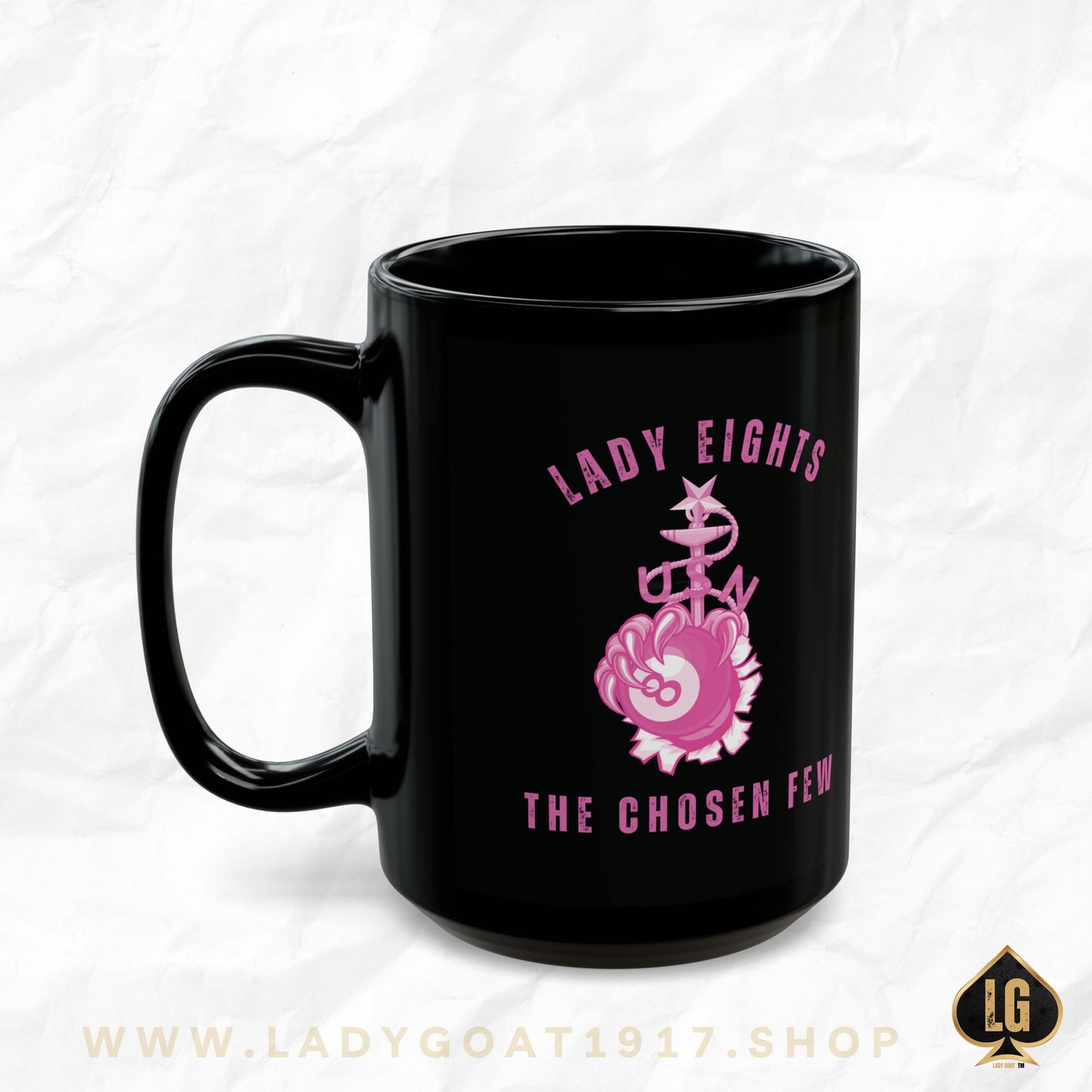 Lady Eights Die Black Mug