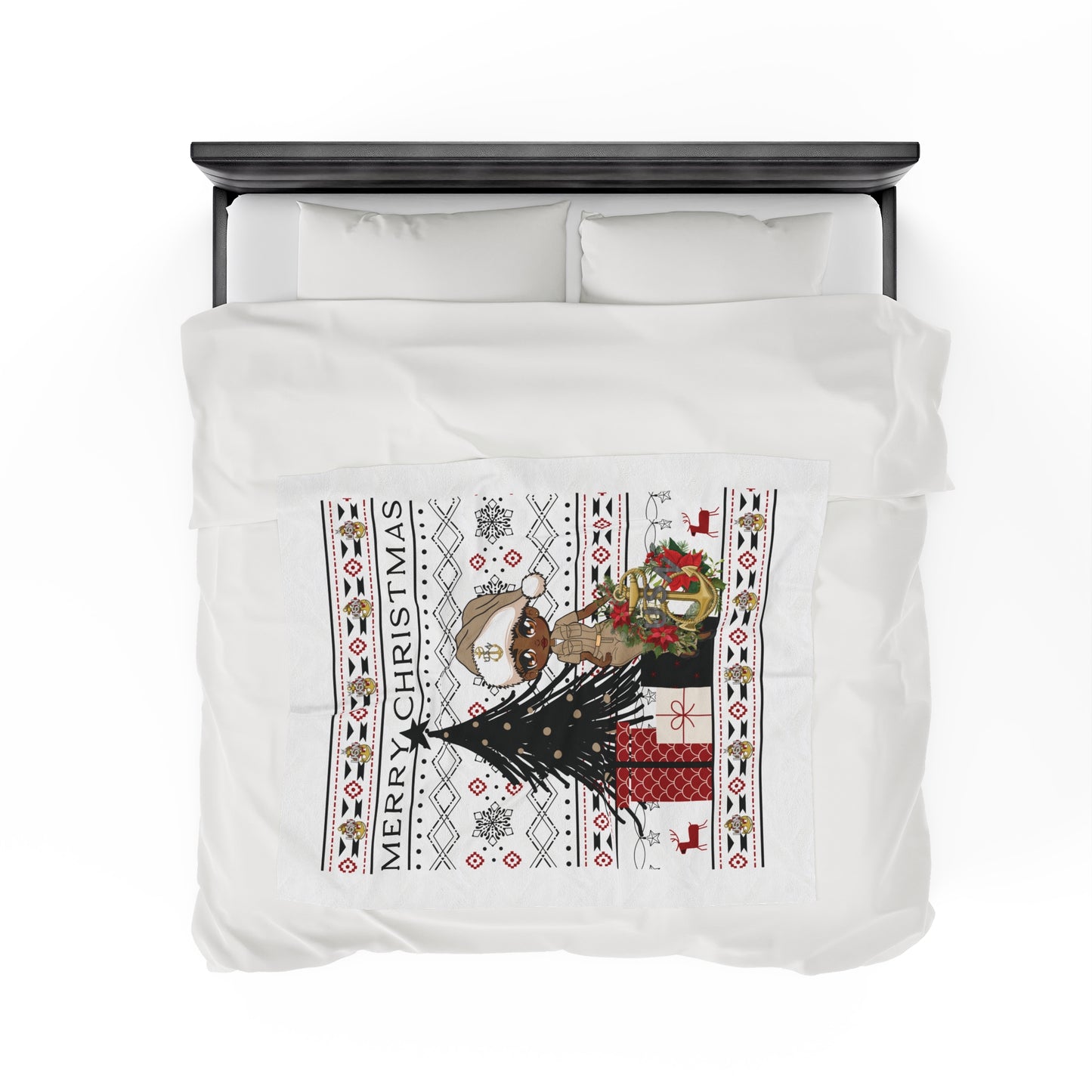 Khaki Christmas V2 Fleece Blanket