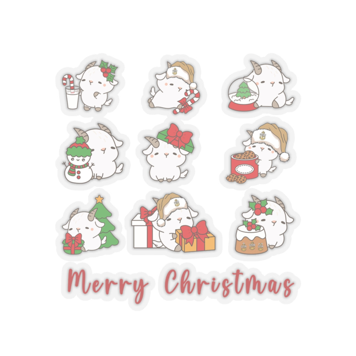 Hello Goat Christmas Stickers