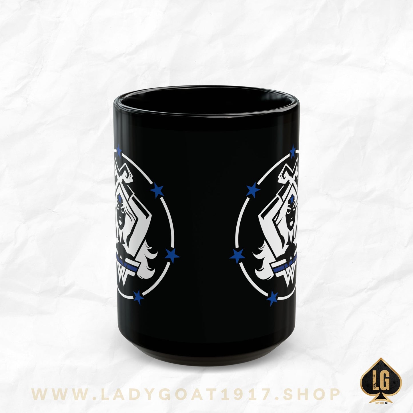 WW Blue Line Black Mug