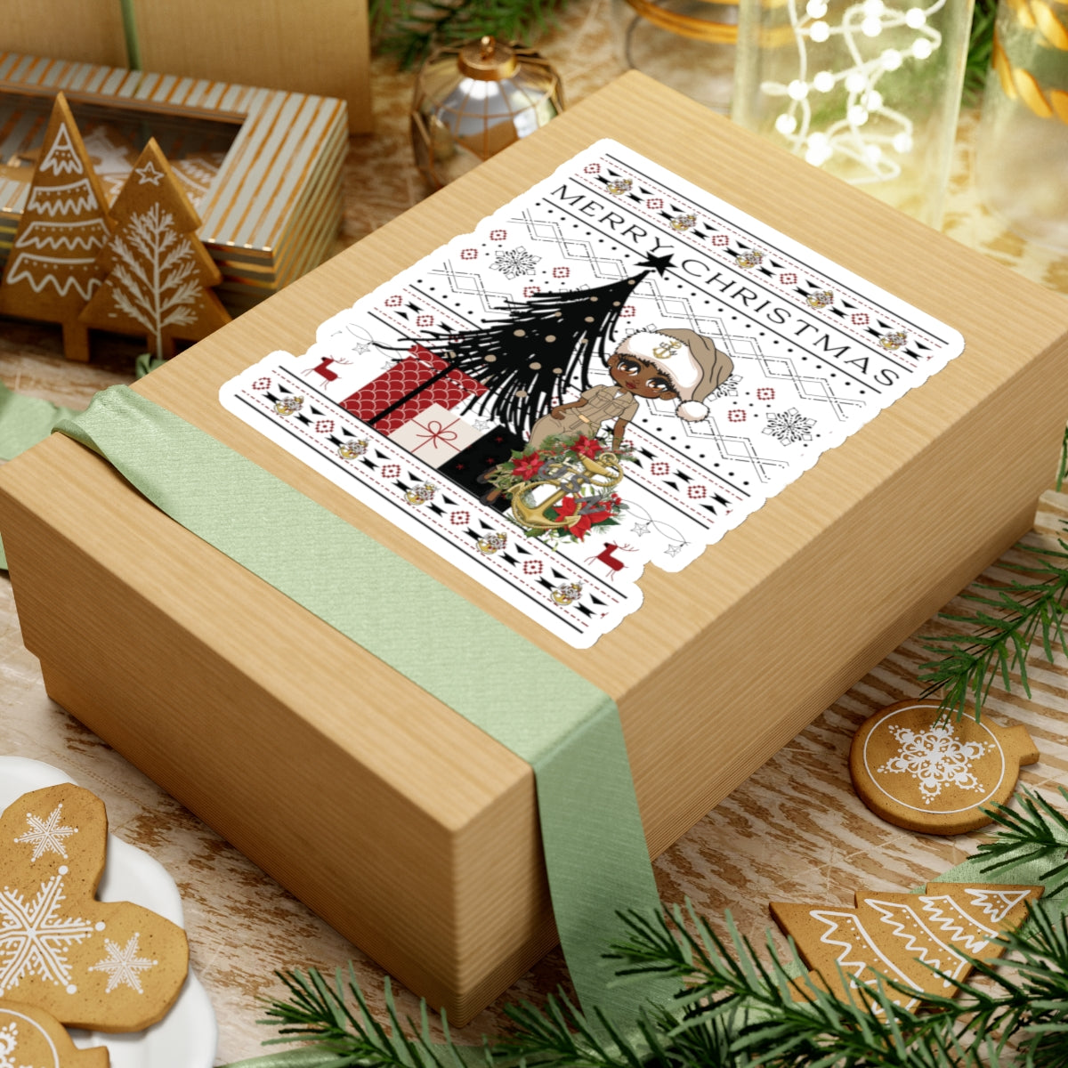 Khaki Christmas V2 Stickers