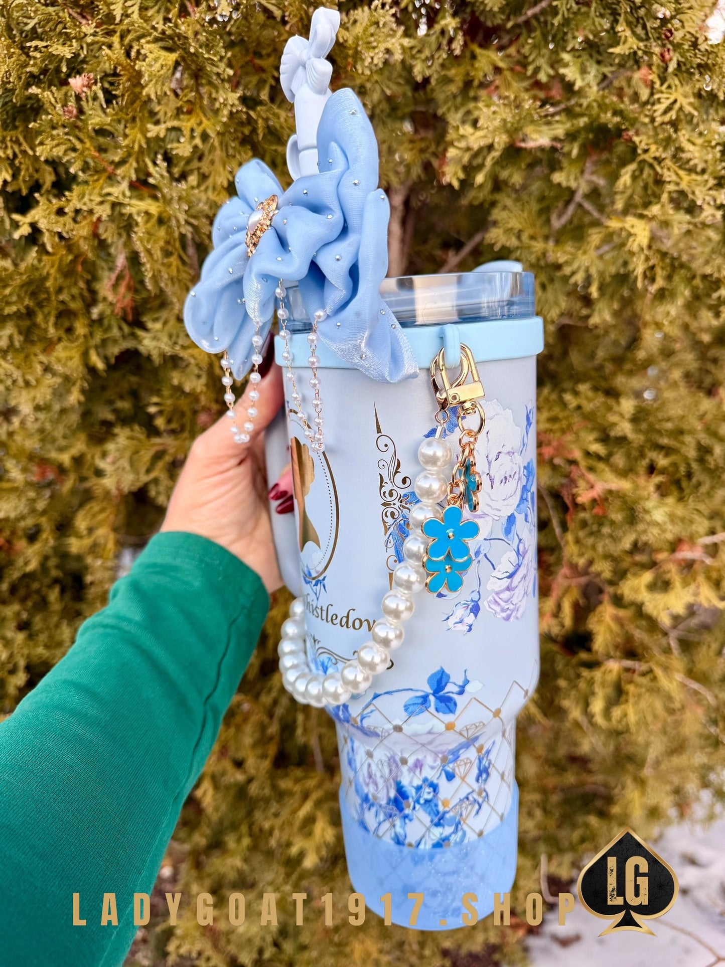 Blue LVS Bridgerton 40 oz Tumbler W/ Accessories