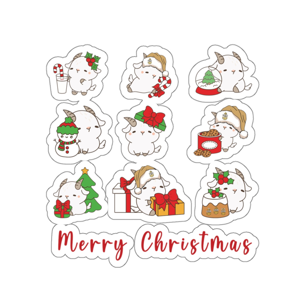 Hello Goat Christmas Stickers