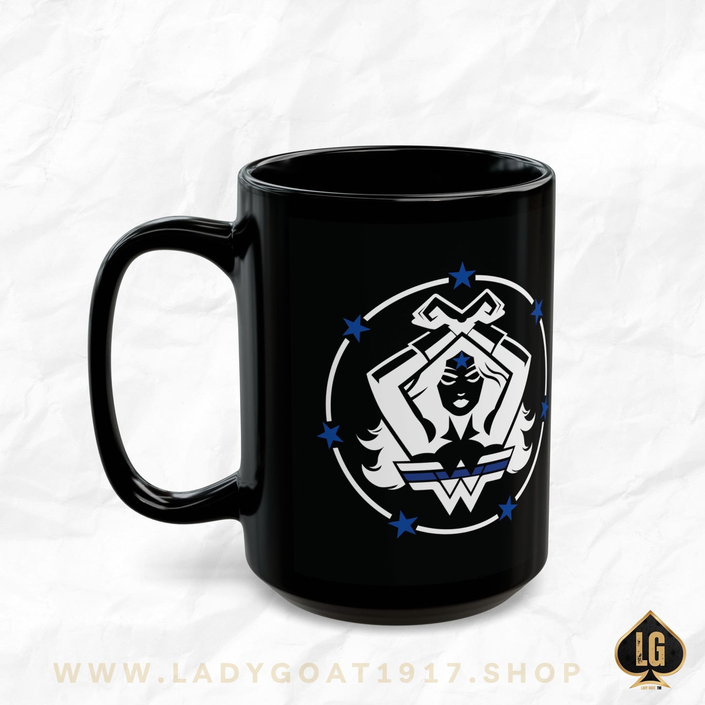 WW Blue Line Black Mug