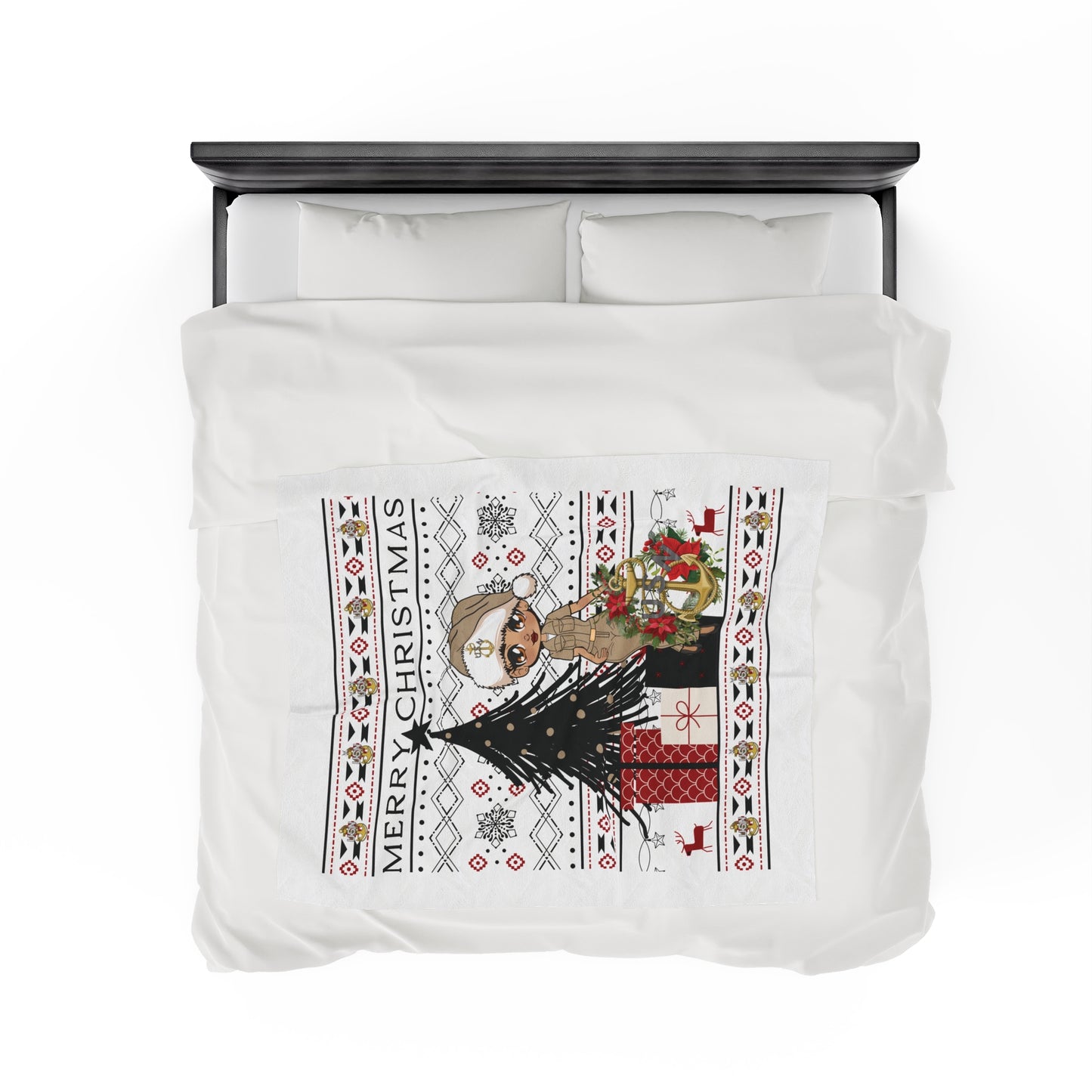 Khaki Christmas V1 Fleece Blanket