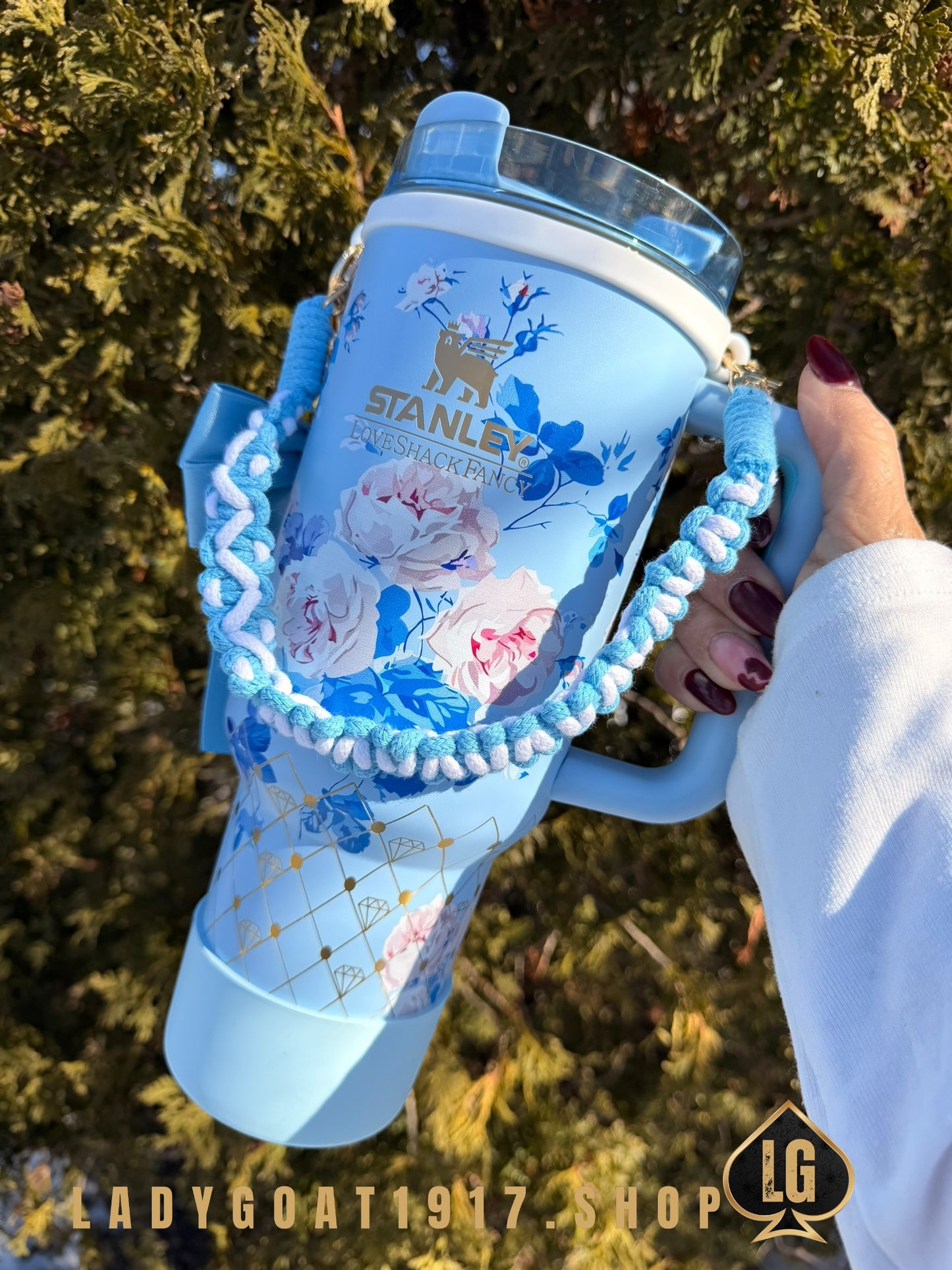 Blue LVS Bridgerton 40 oz Tumbler W/ Accessories