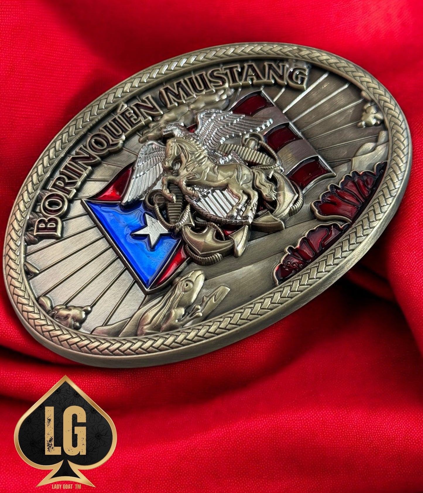 Boricua Mustang Belt Buckle PRESALE****