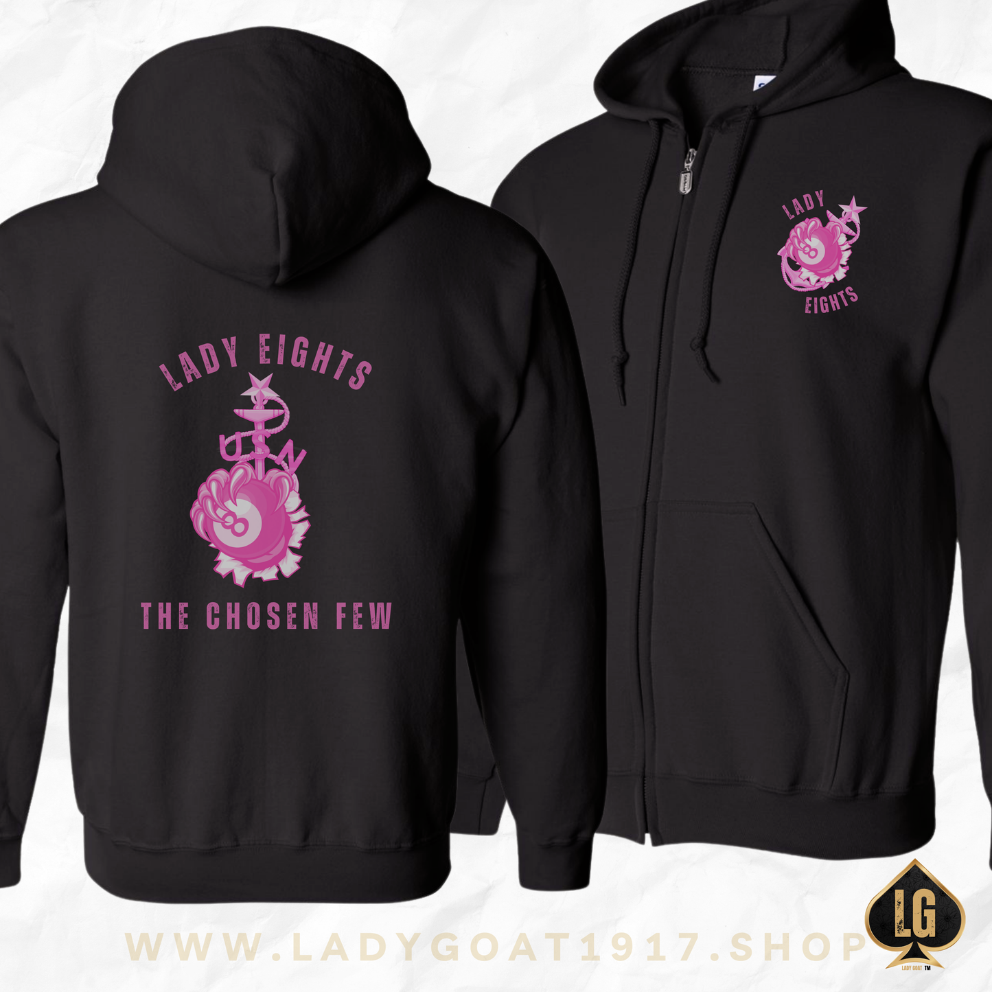 Lady Eights Zip Up Unisex Hoodie
