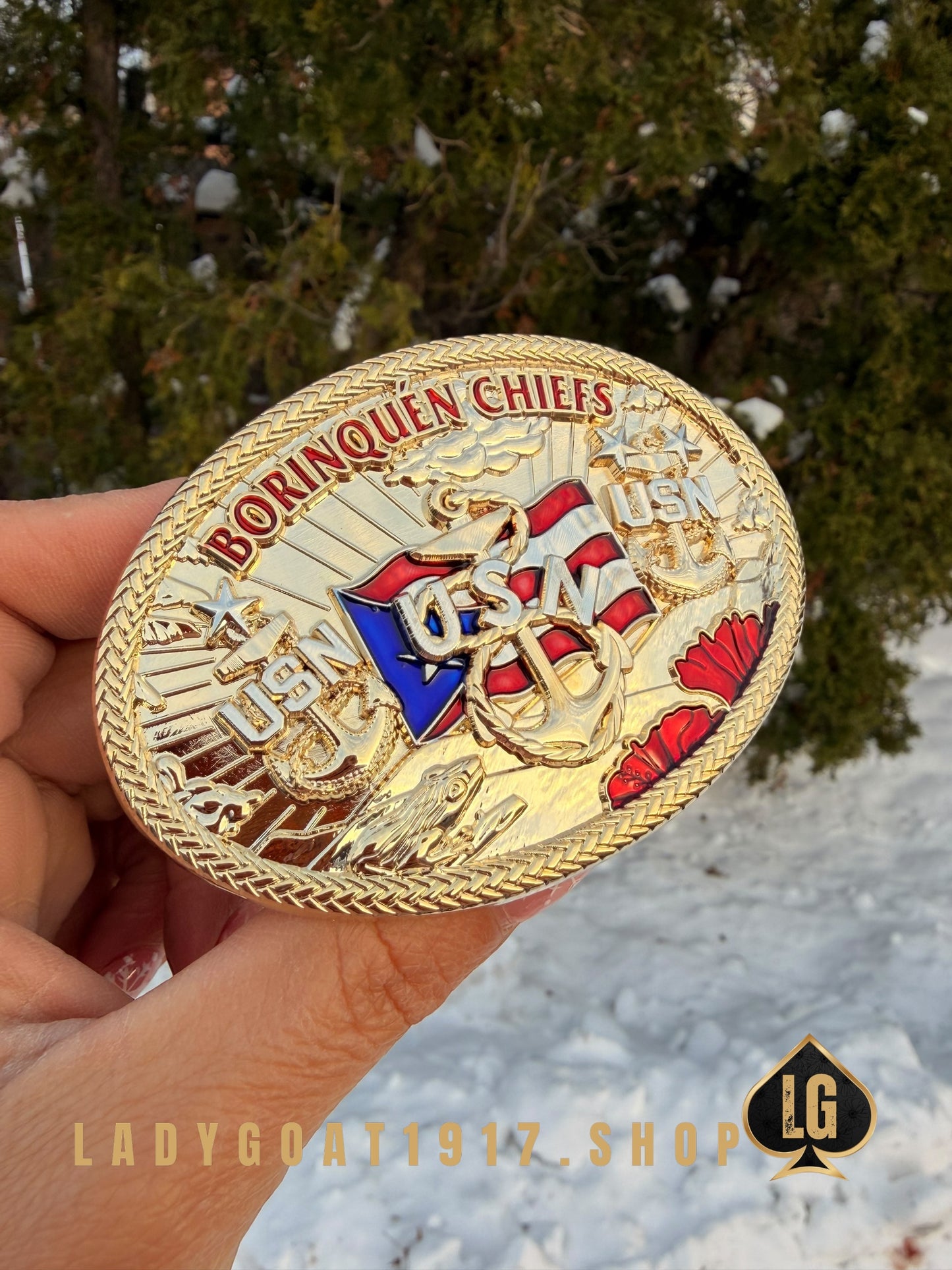 Boricua Goats Belt Buckle Shiny