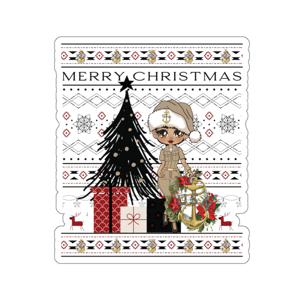 Khaki Christmas V1 Stickers