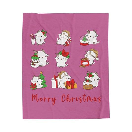 Hello Goat Christmas V2 Fleece Blanket