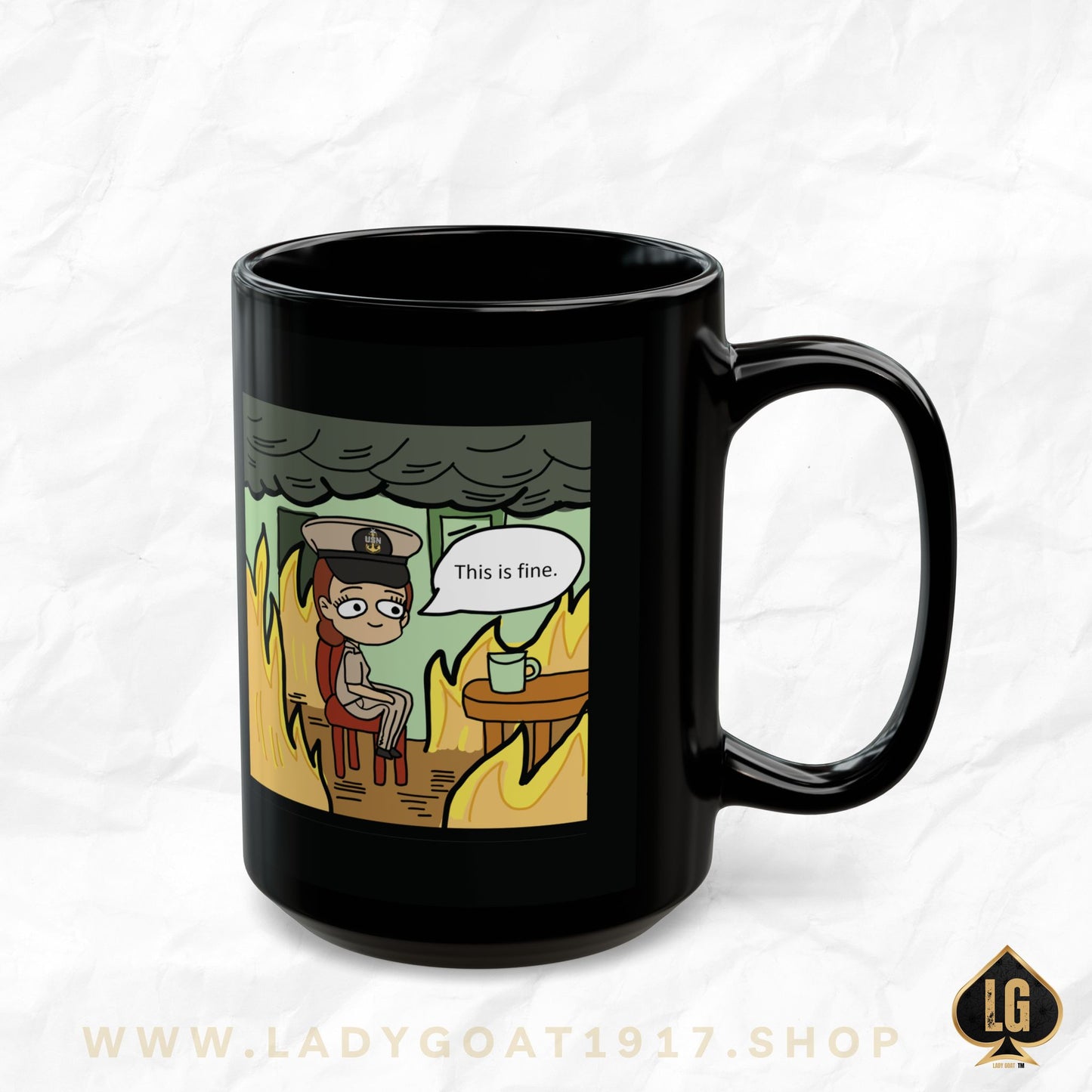 This is Fine !  V3 SCPO Black Mug