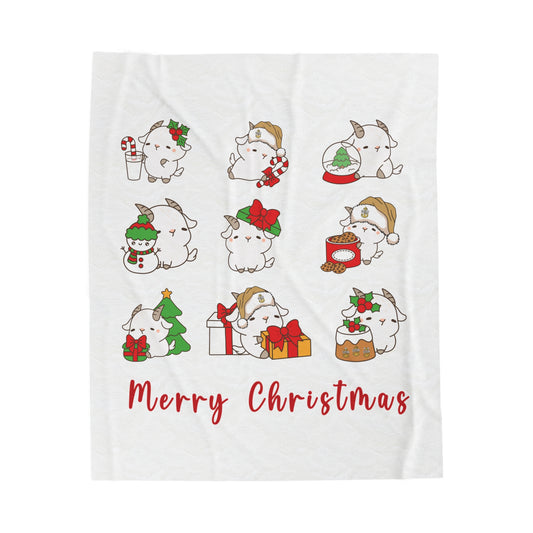 Hello Goat Christmas V3 Fleece Blanket