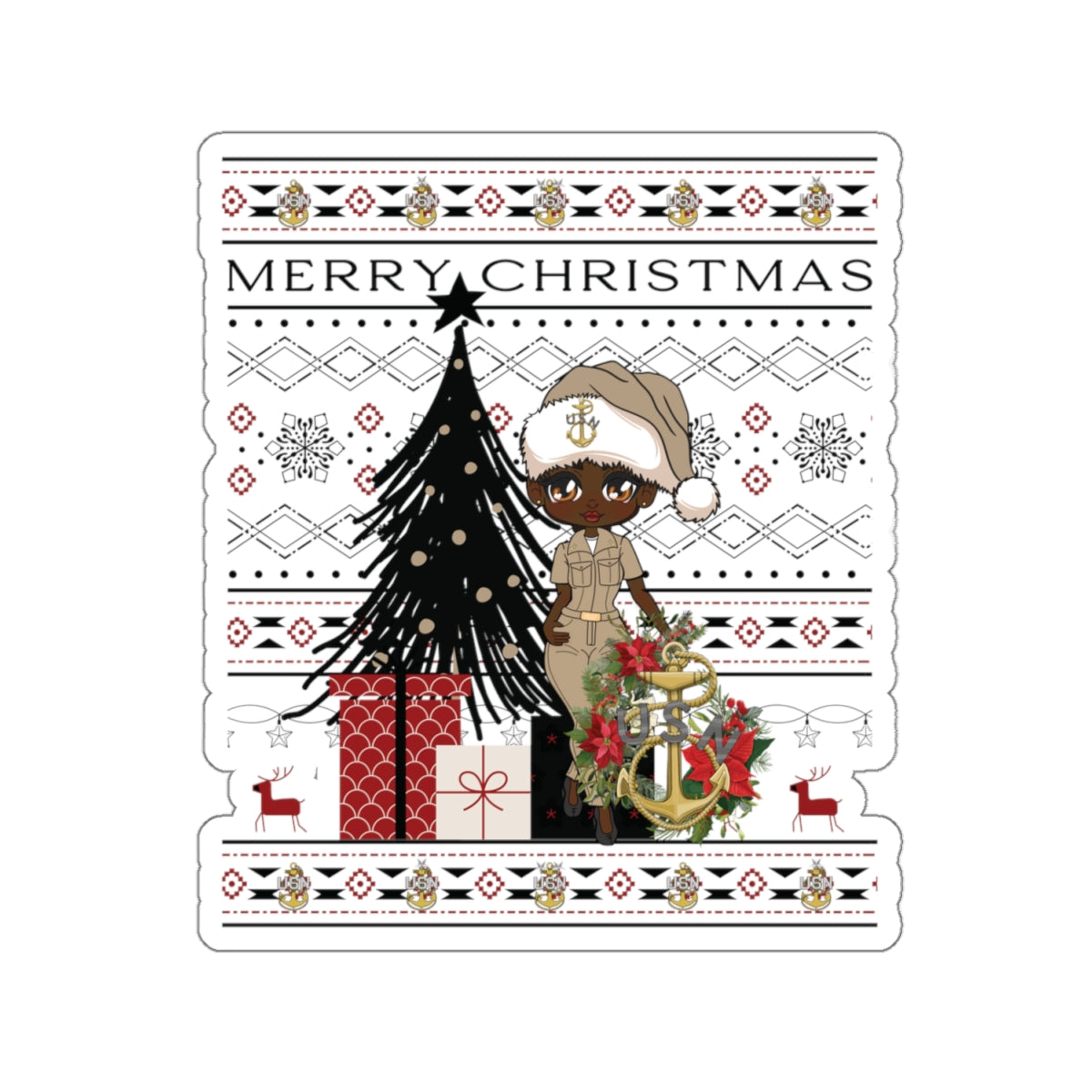 Khaki Christmas V3 Stickers