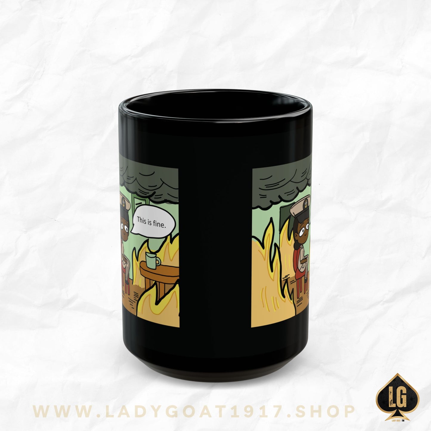 This is Fine !  V6  CPO Black Mug