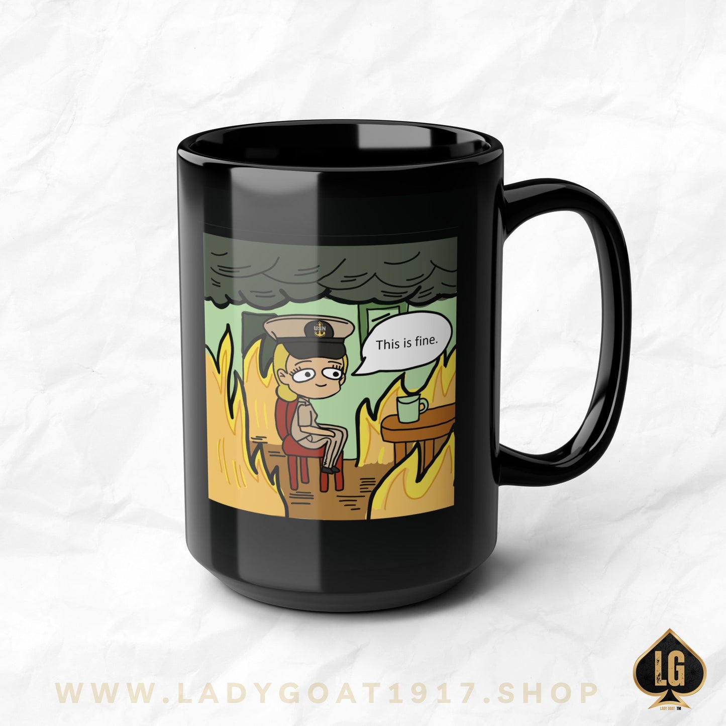 This is Fine !  V2  CPO  Black Mug