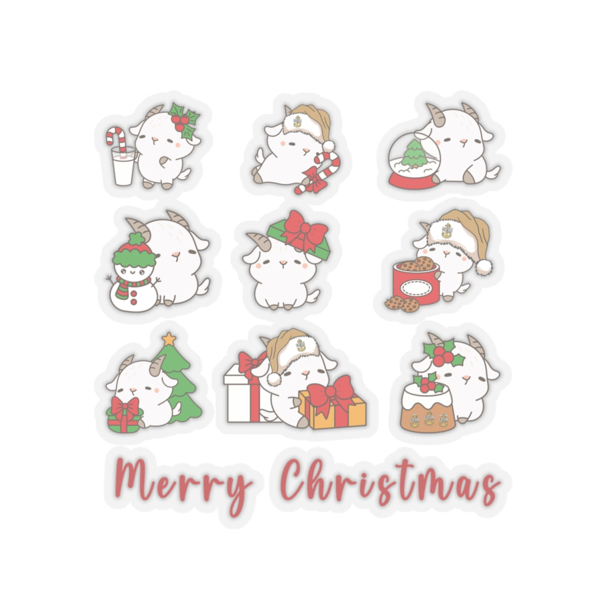 Hello Goat  Christmas Stickers