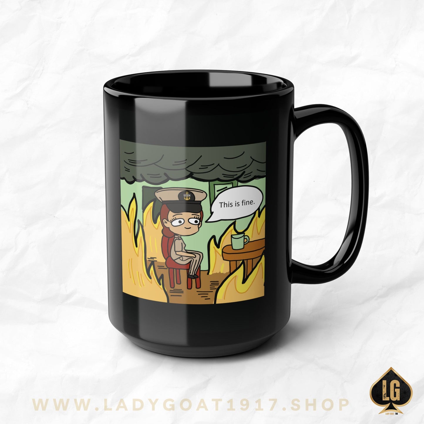 This is Fine !  V3  CPO  Black Mug