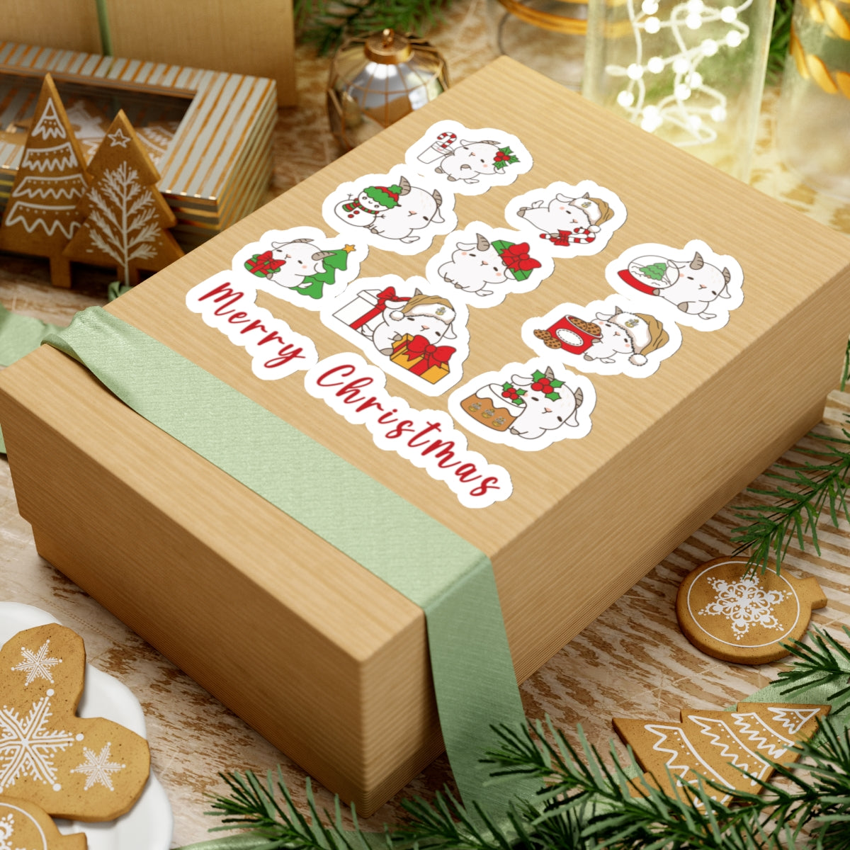 Hello Goat  Christmas Stickers