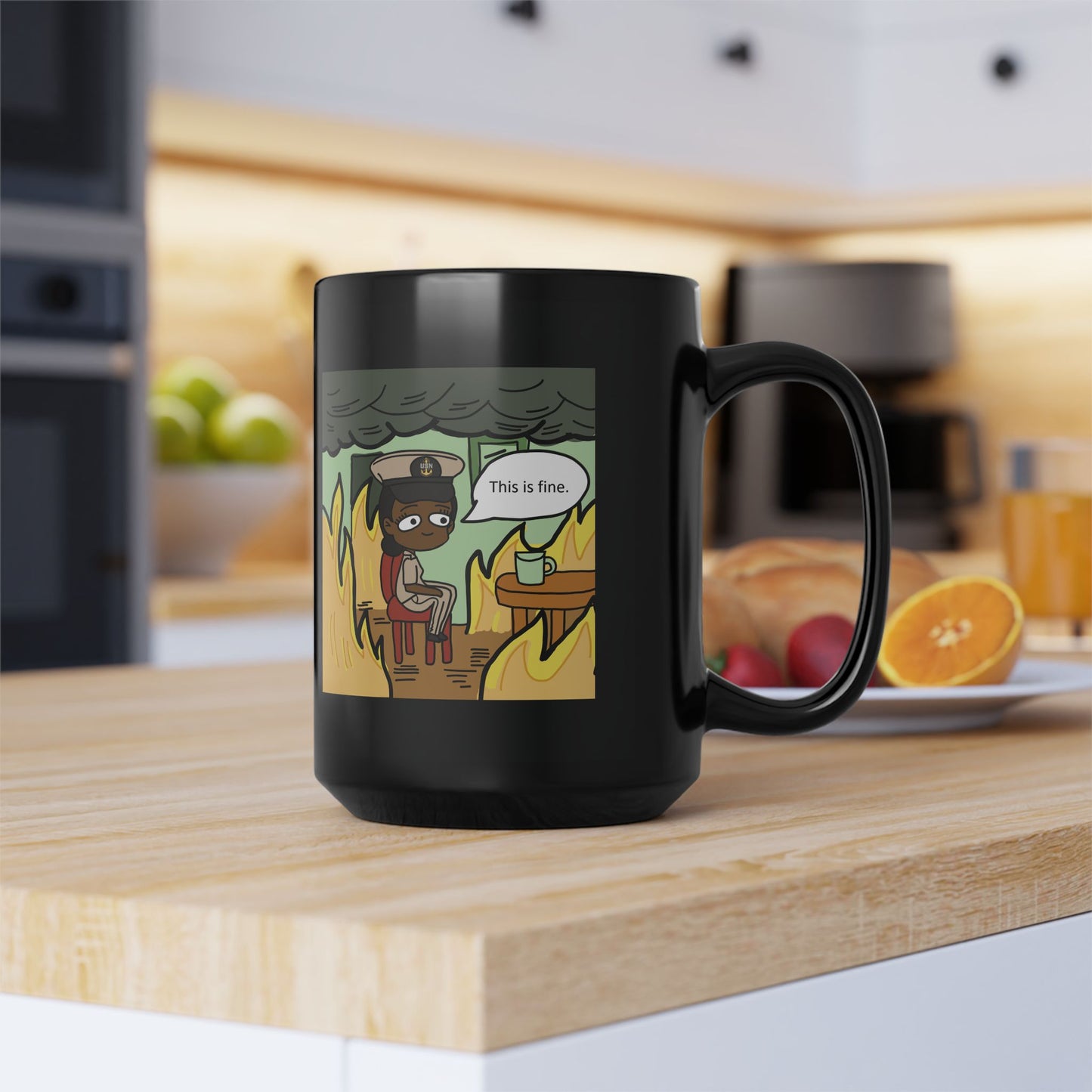 This is Fine !  V6  CPO Black Mug