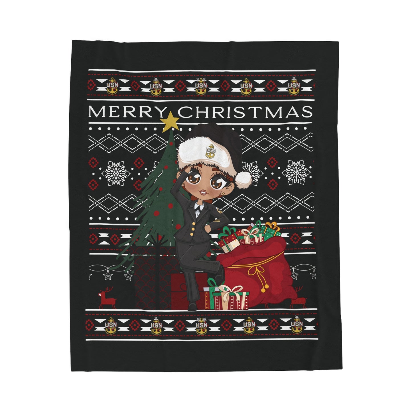 Christmas Blues V7 Fleece Blanket