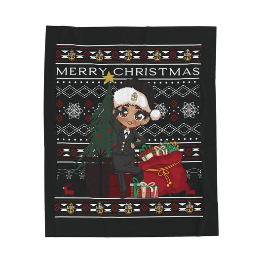 Christmas Blues V7 Fleece Blanket