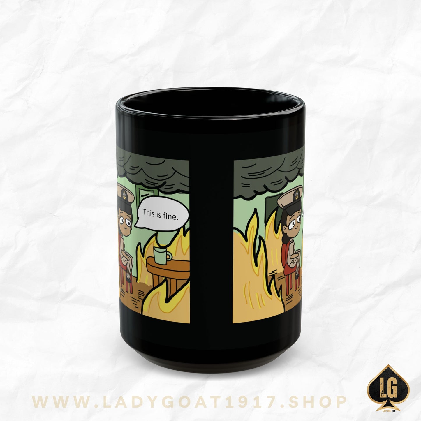 This is Fine !  V1 CPO Black Mug