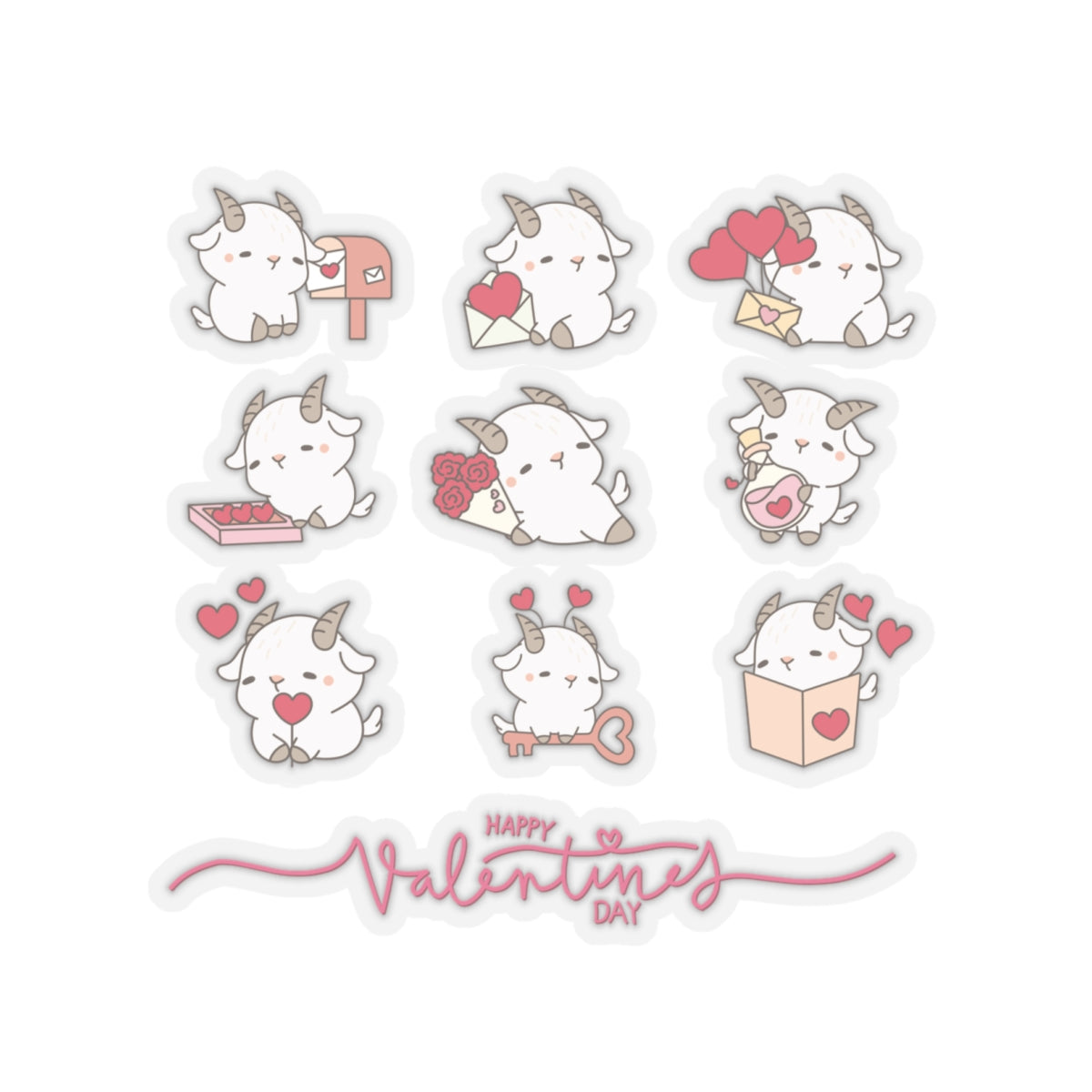 Hello Goat Valentine Stickers