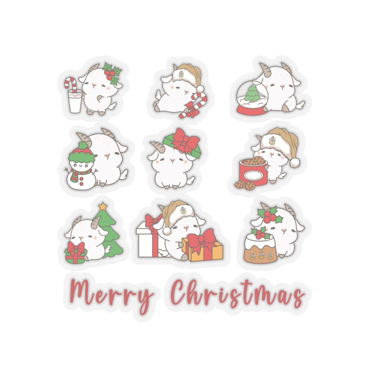 Hello Goat  Christmas Stickers