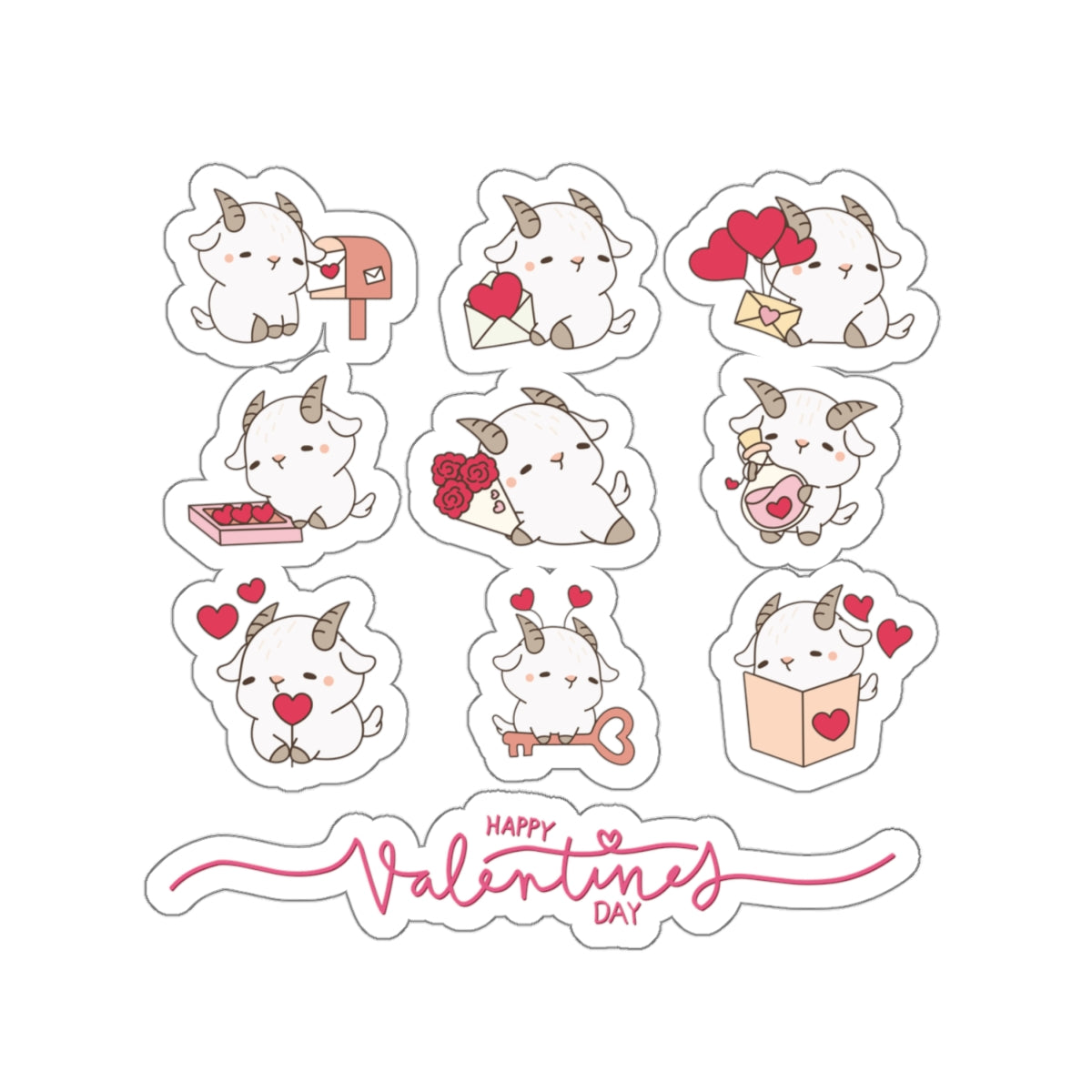 Hello Goat Valentine Stickers