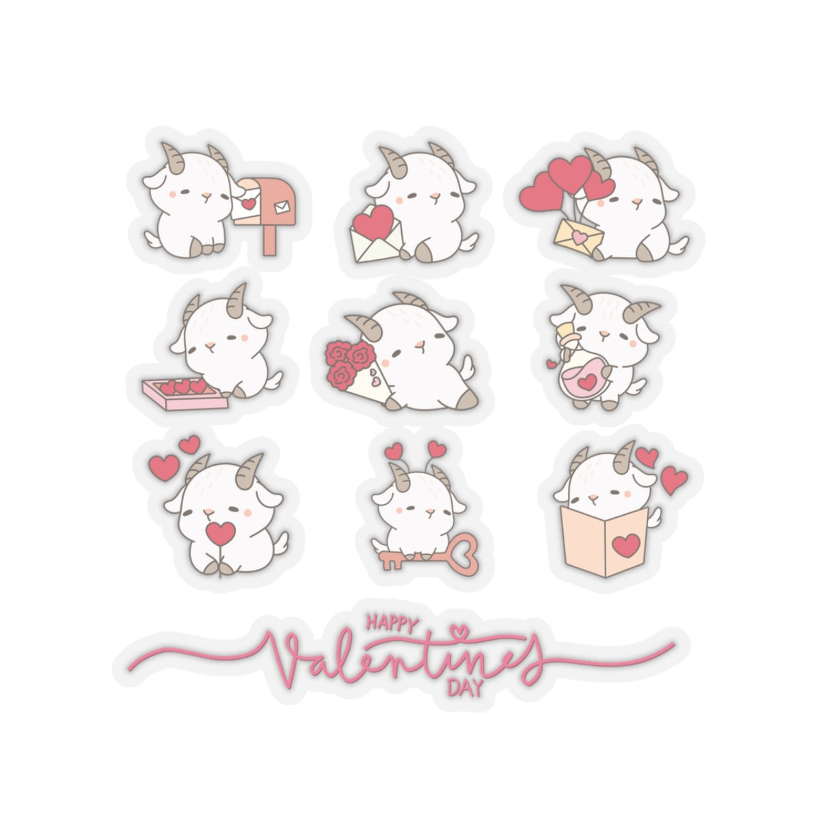 Hello Goat Valentine Stickers