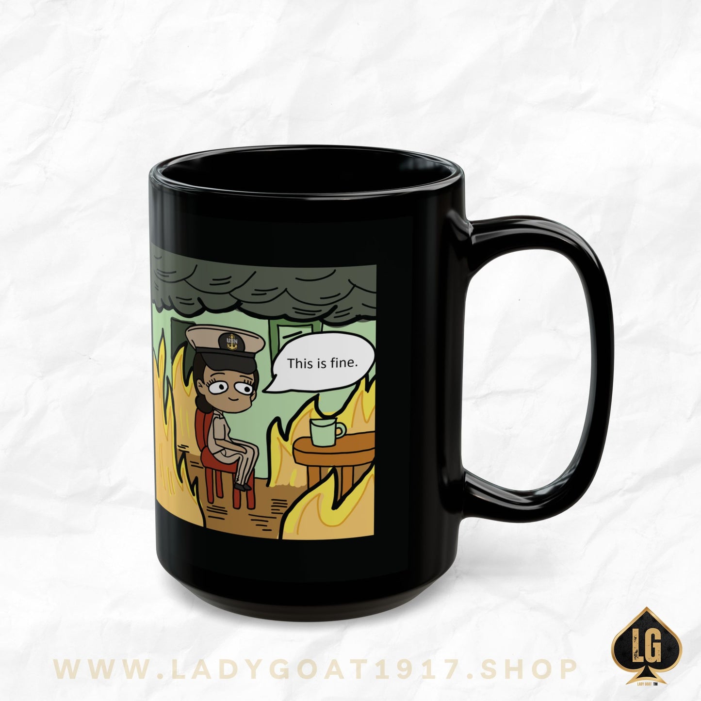 This is Fine !  V1 CPO Black Mug