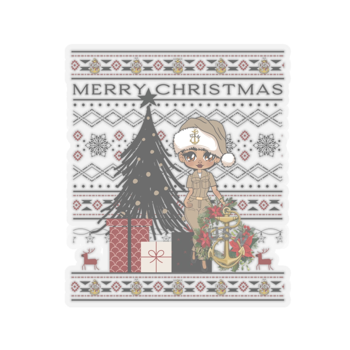 Khaki Christmas V1 Stickers