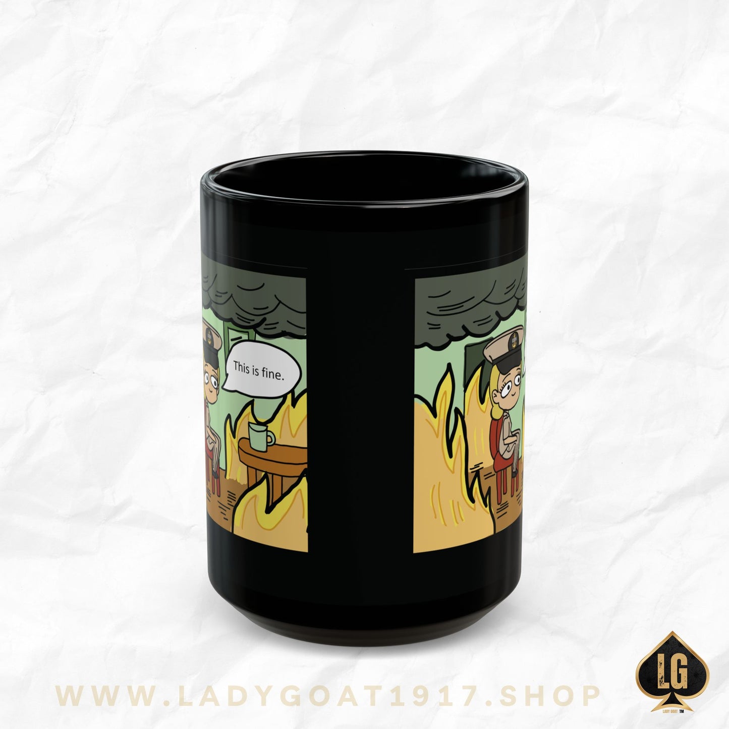 This is Fine !  V2  CPO  Black Mug