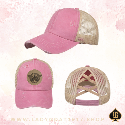 WW P!NK BCA Distressed Ponytail Hat