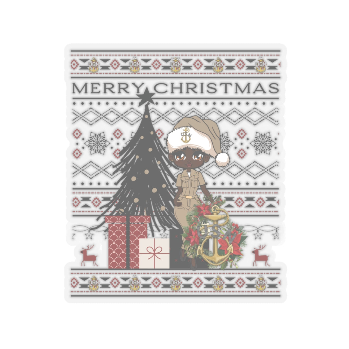 Khaki Christmas V3 Stickers