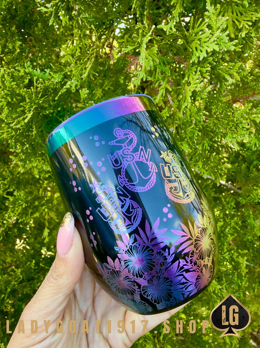Crest of Wave Black OD 12oz Wine Tumbler Limited