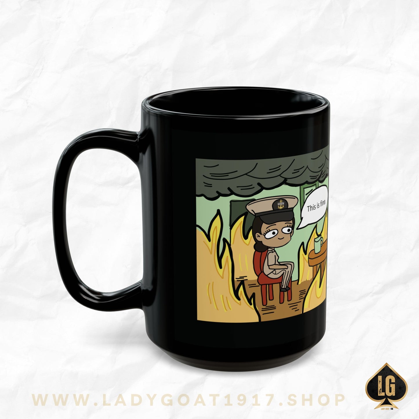 This is Fine !  V1 CPO Black Mug