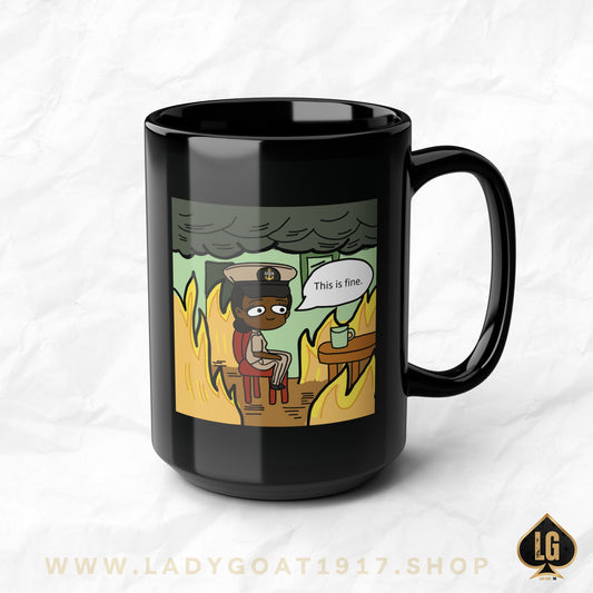 This is Fine !  V6  CPO Black Mug