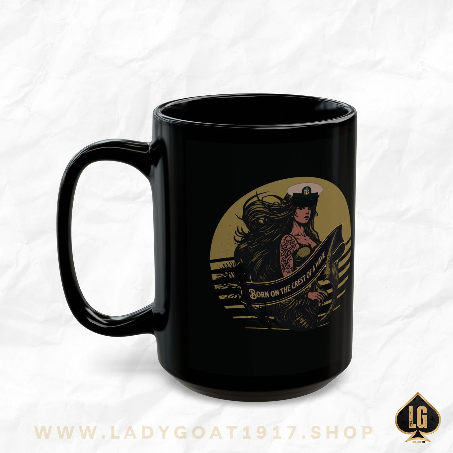 Crest of a Wave Black Mug