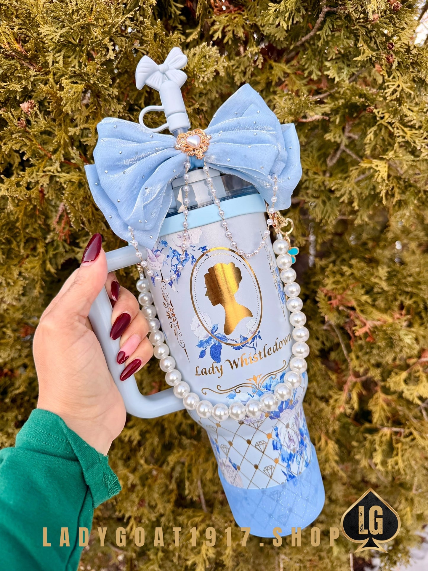 Blue LVS Bridgerton 40 oz Tumbler W/ Accessories