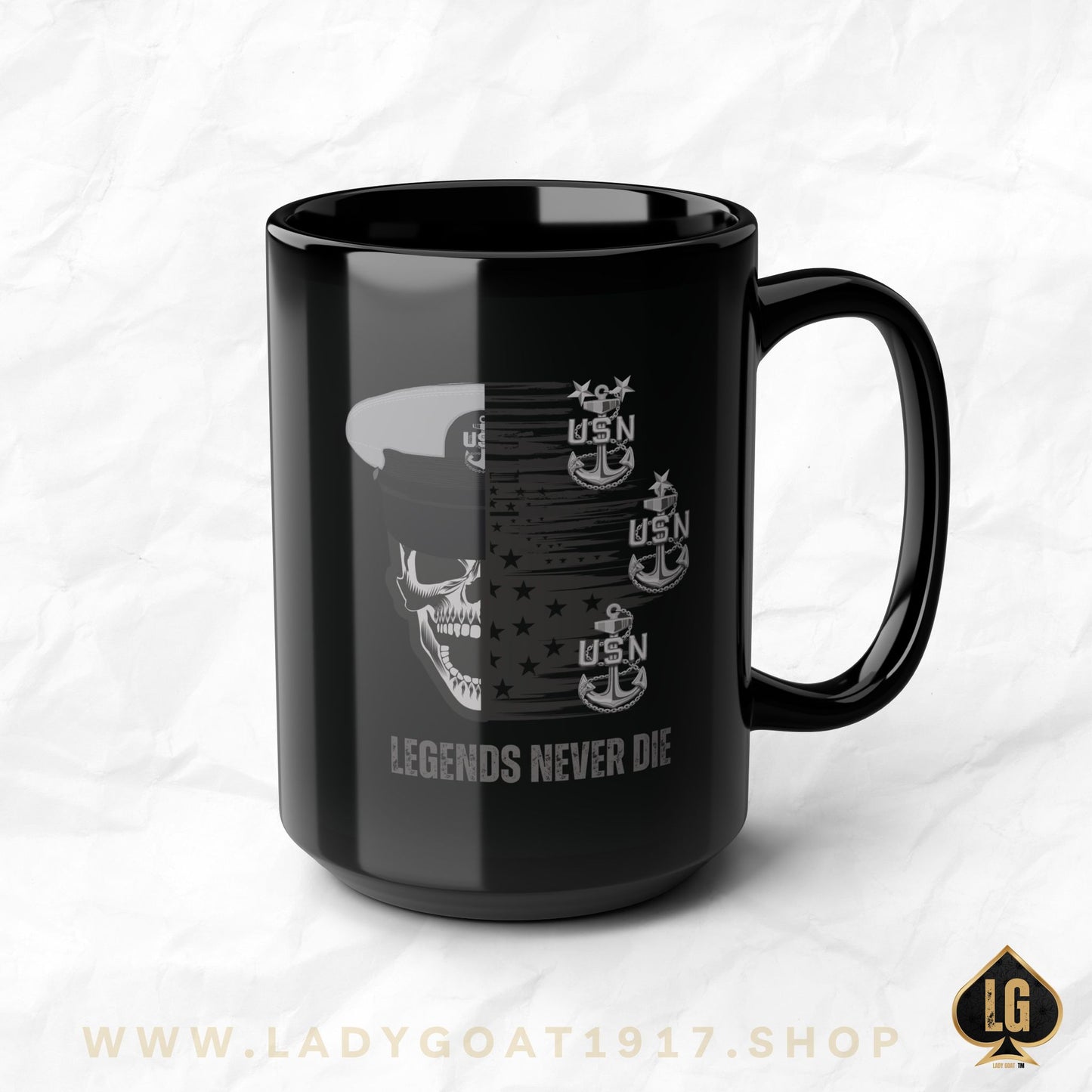 Legends Never Die Black Mug