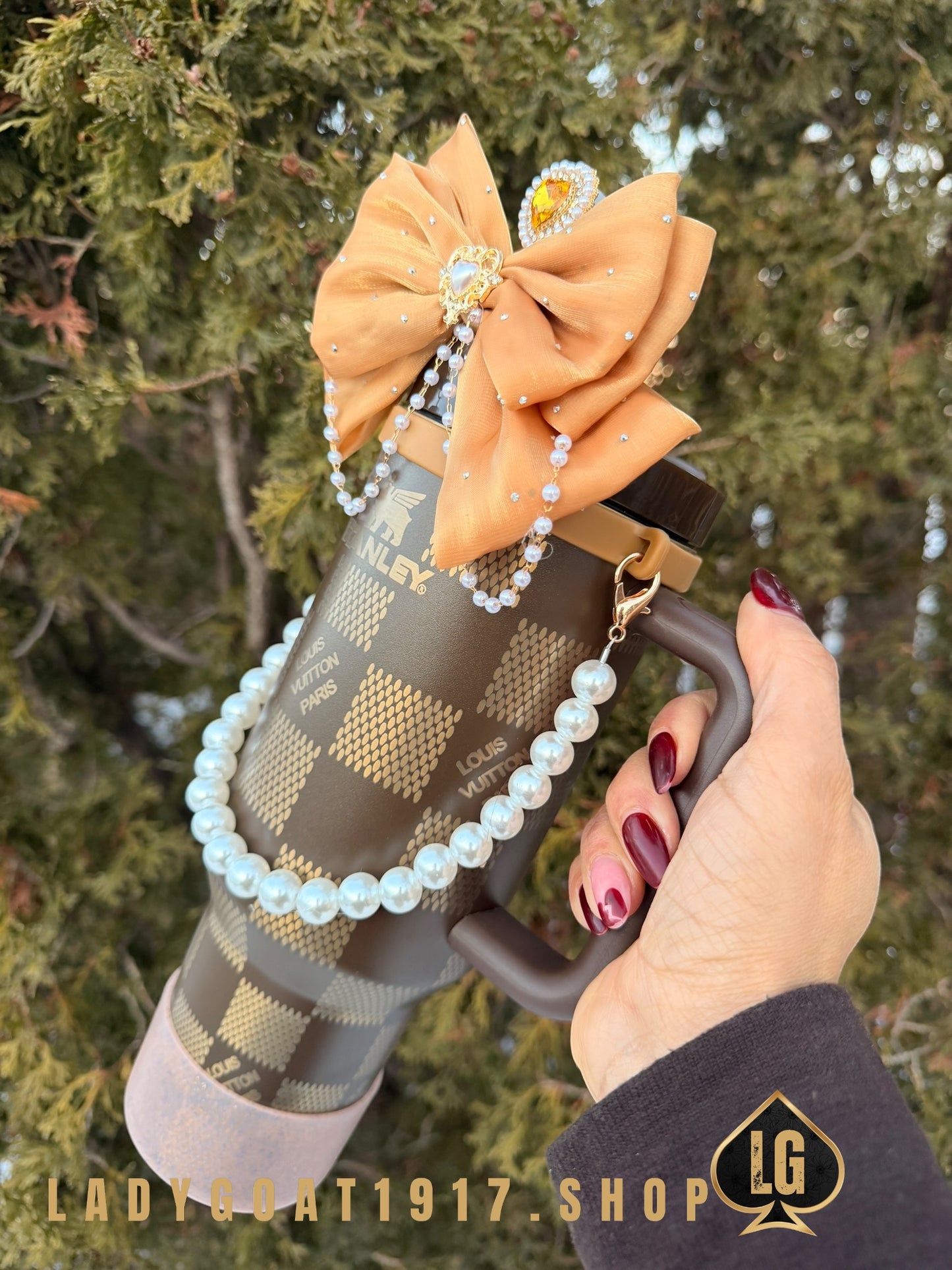 Chocolate L V  40 oz Tumbler W/ Accessories