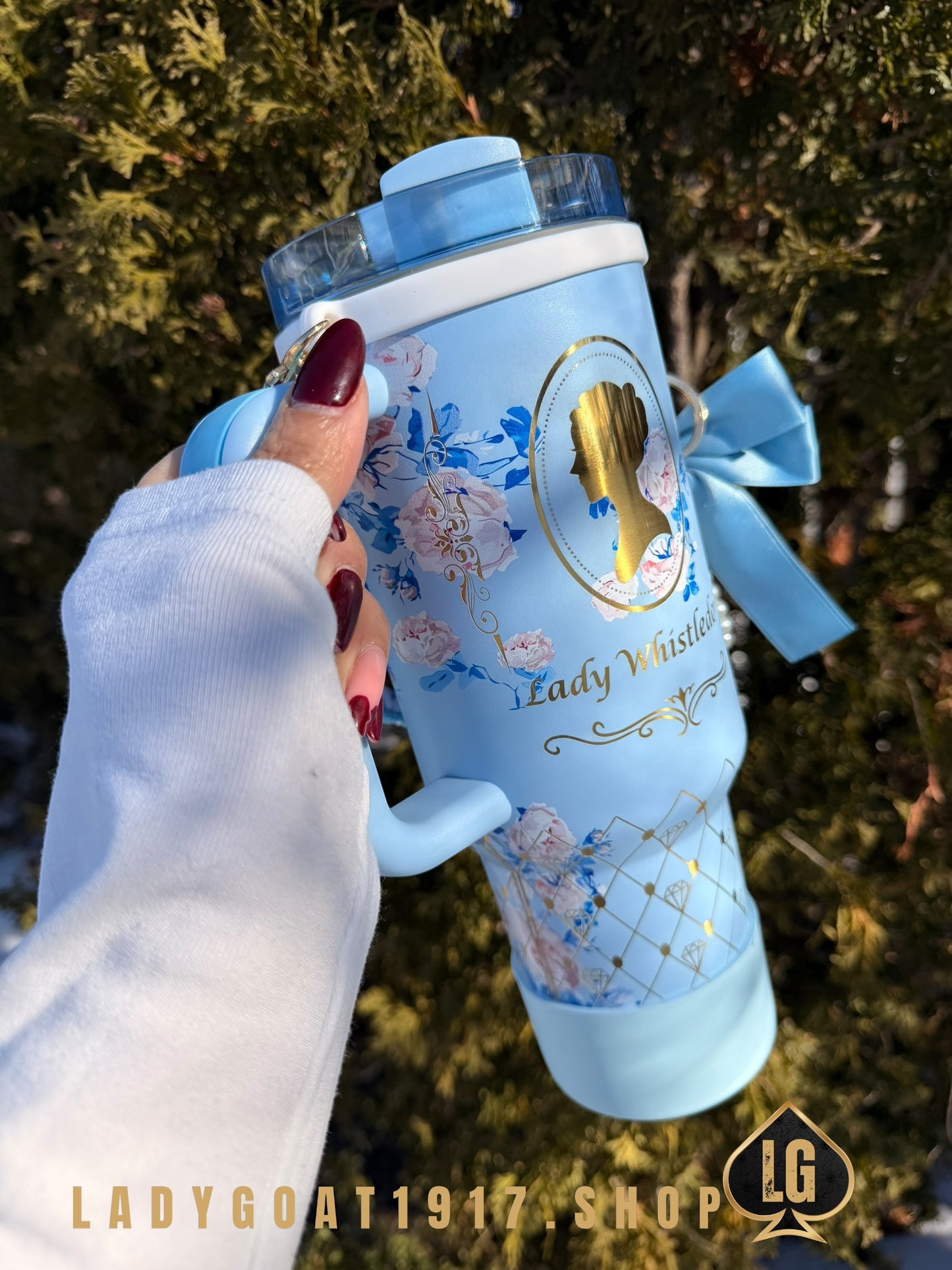 Blue LVS Bridgerton 40 oz Tumbler W/ Accessories