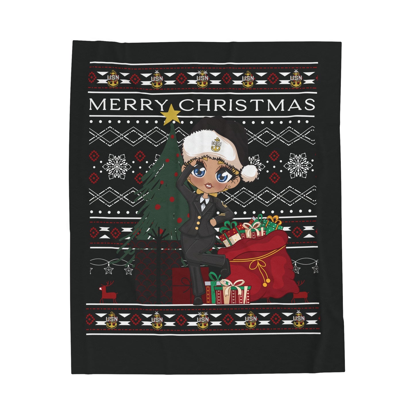 Christmas Blues V8 Fleece Blanket