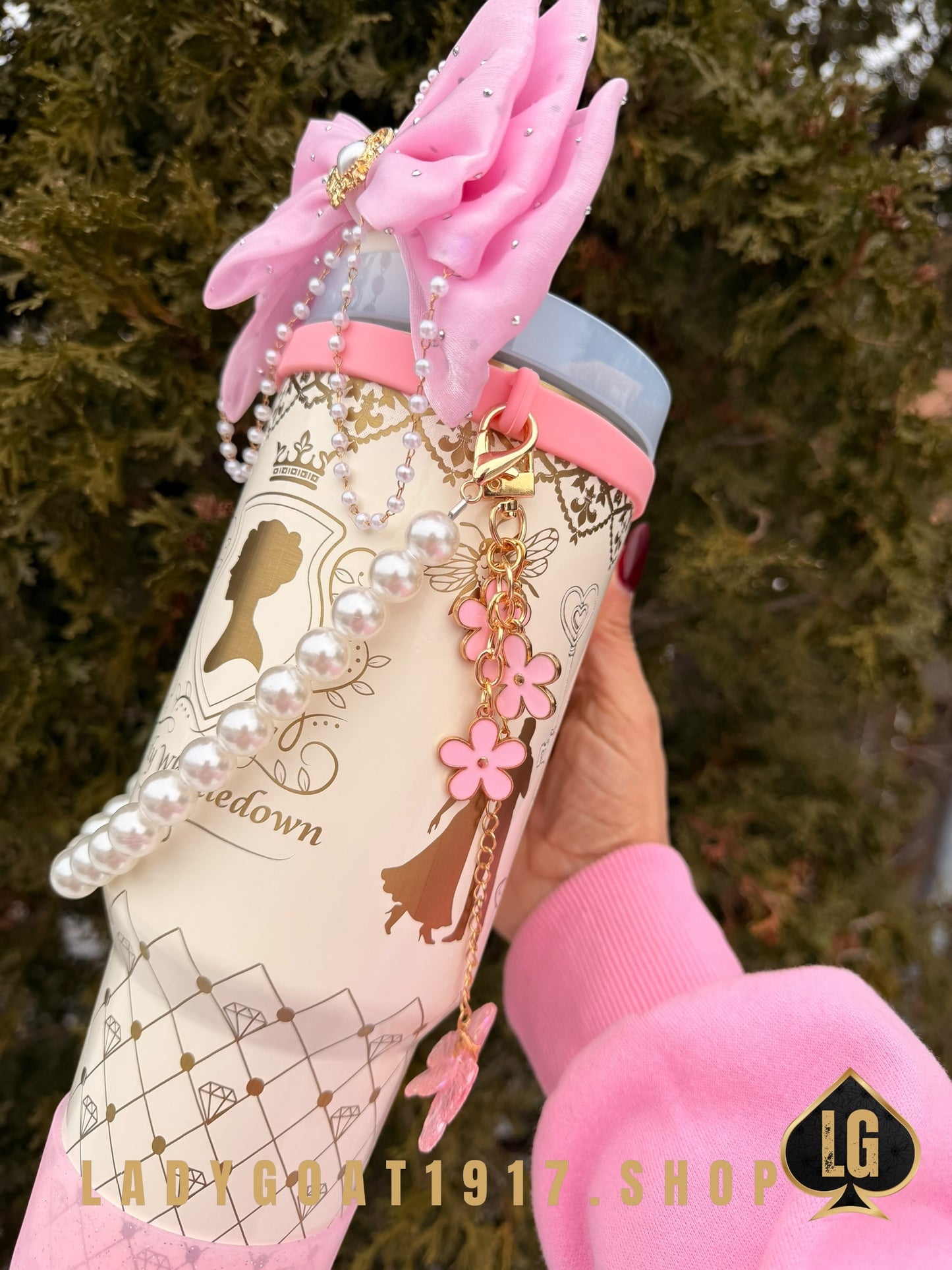 Pink S4 Bridgerton 40 oz Tumbler W/ Accessories