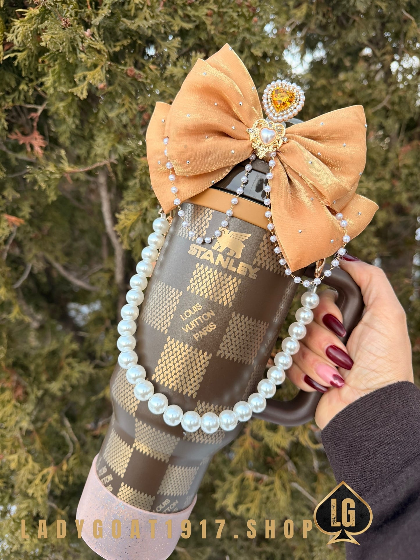 Chocolate L V  40 oz Tumbler W/ Accessories