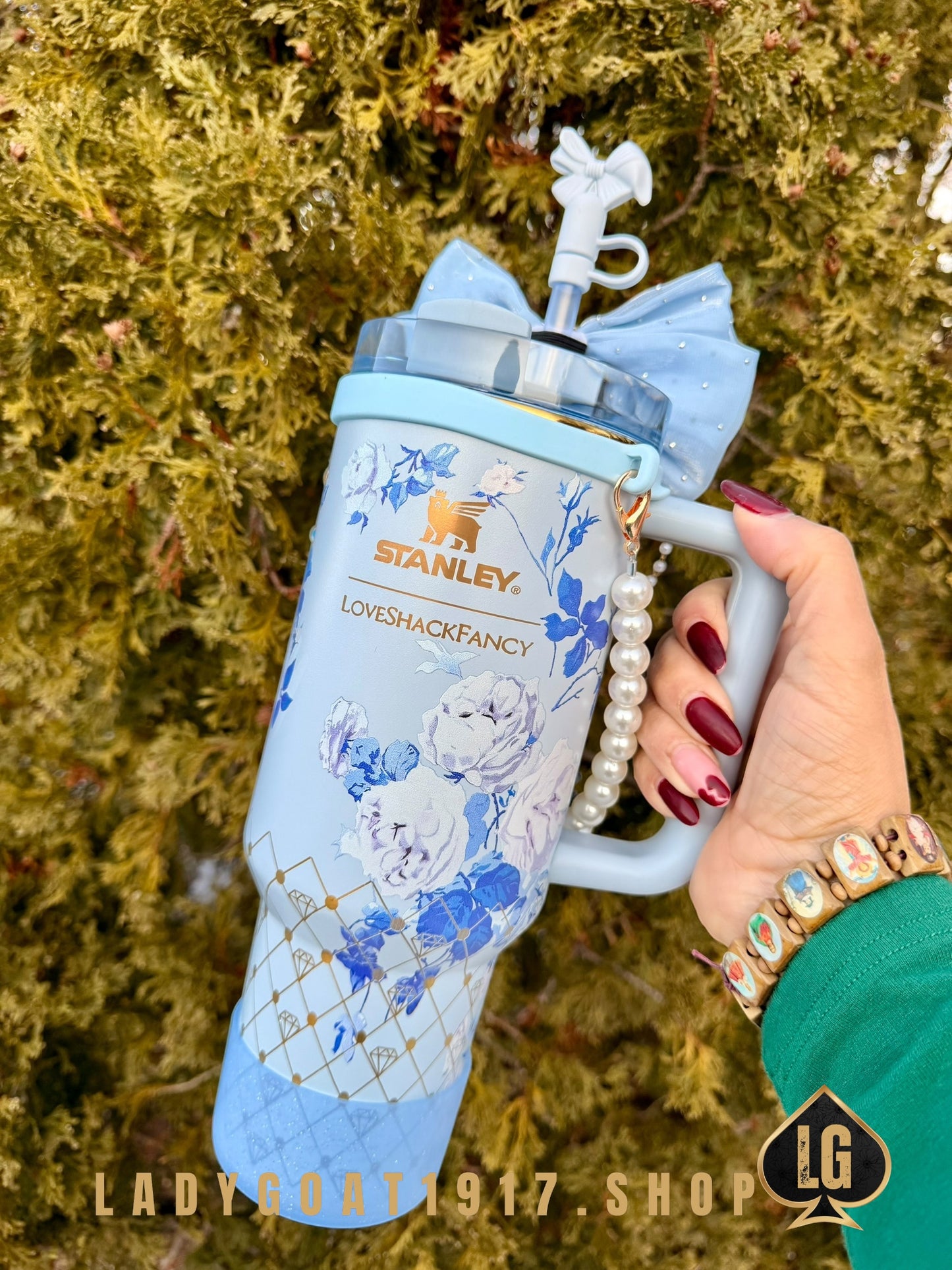 Blue LVS Bridgerton 40 oz Tumbler W/ Accessories